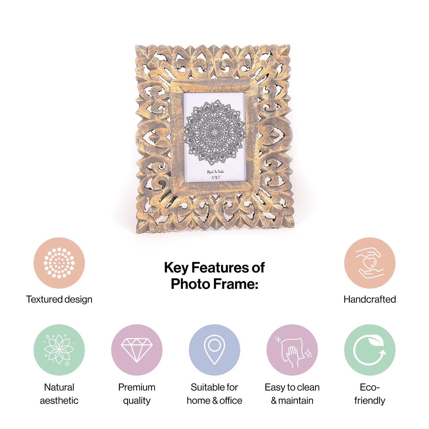 Wooden Hand Carved Photo Frame For wall hanging and tabletops Display