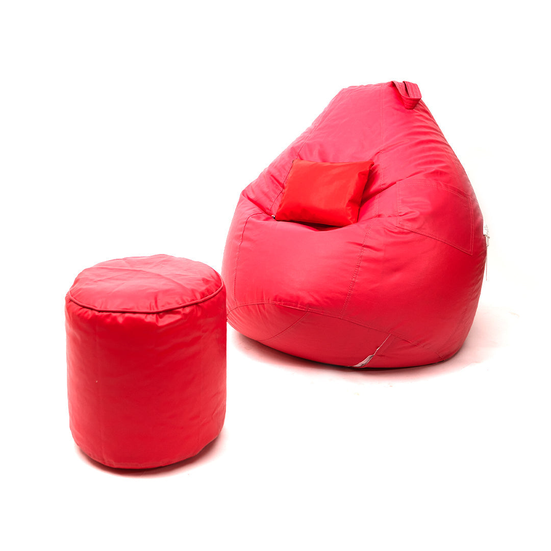 XXXXL Teardrop Filled Bean Bag with Footrest and Cushions