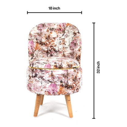 Ottoman Pouffes Print Chair and Stool Combo in Cherry Blossoms