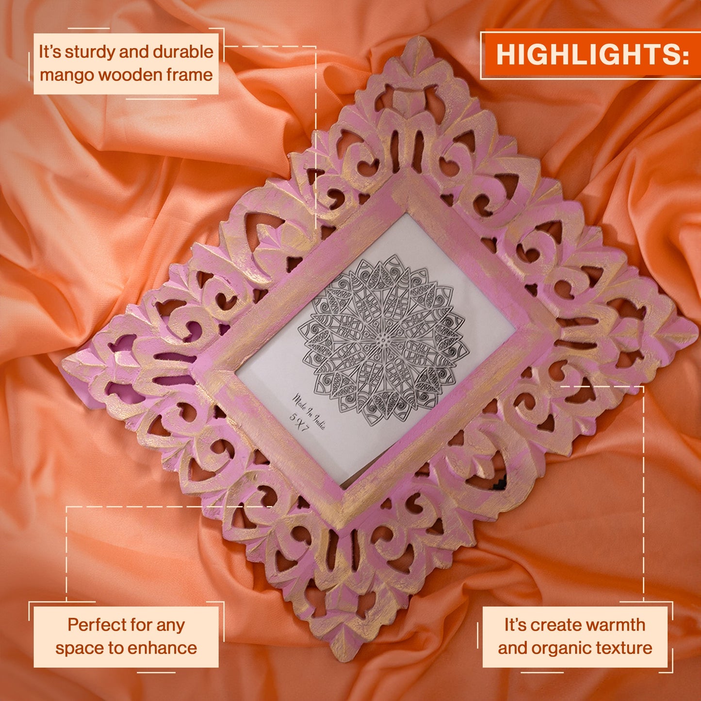 Wooden Hand Carved Photo Frame For wall hanging and tabletops Display