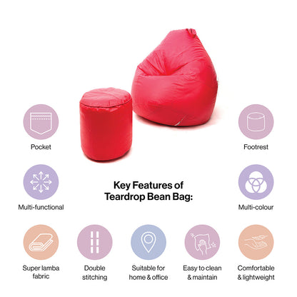 4XL Tear Drop Bean Bag with Footrest Filled
