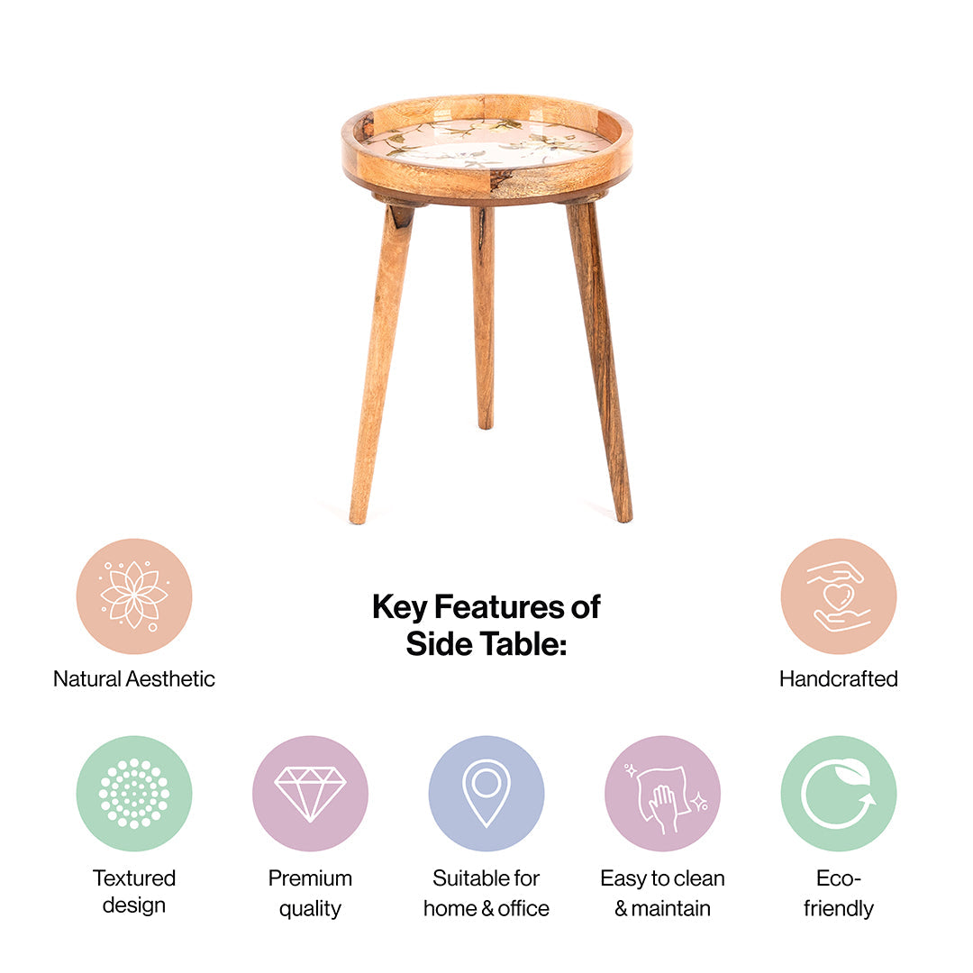 Mango Wood Round Shape End Table