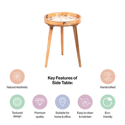 Mango Wood Round Shape End Table