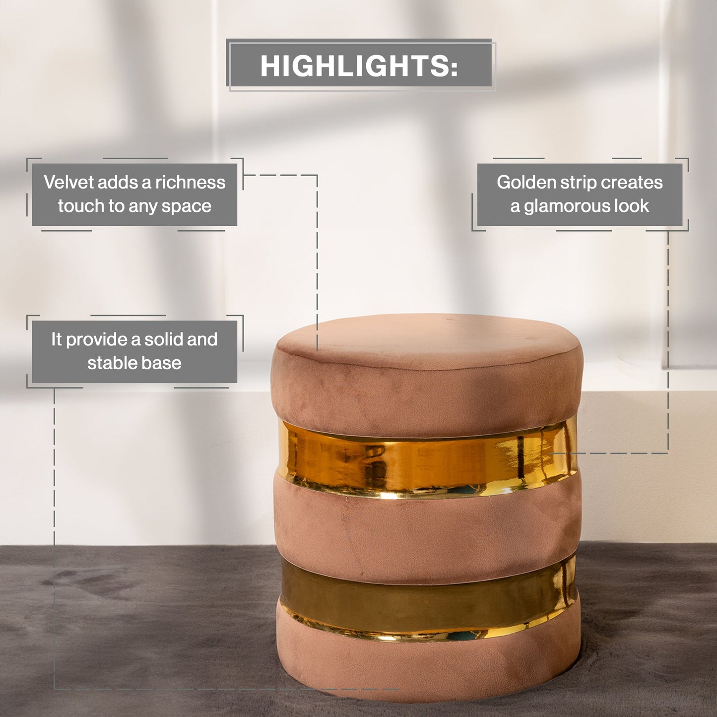 Round Drum Ottoman-Combo of 2