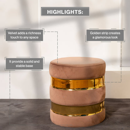 Round Drum Ottoman in Oak Brown