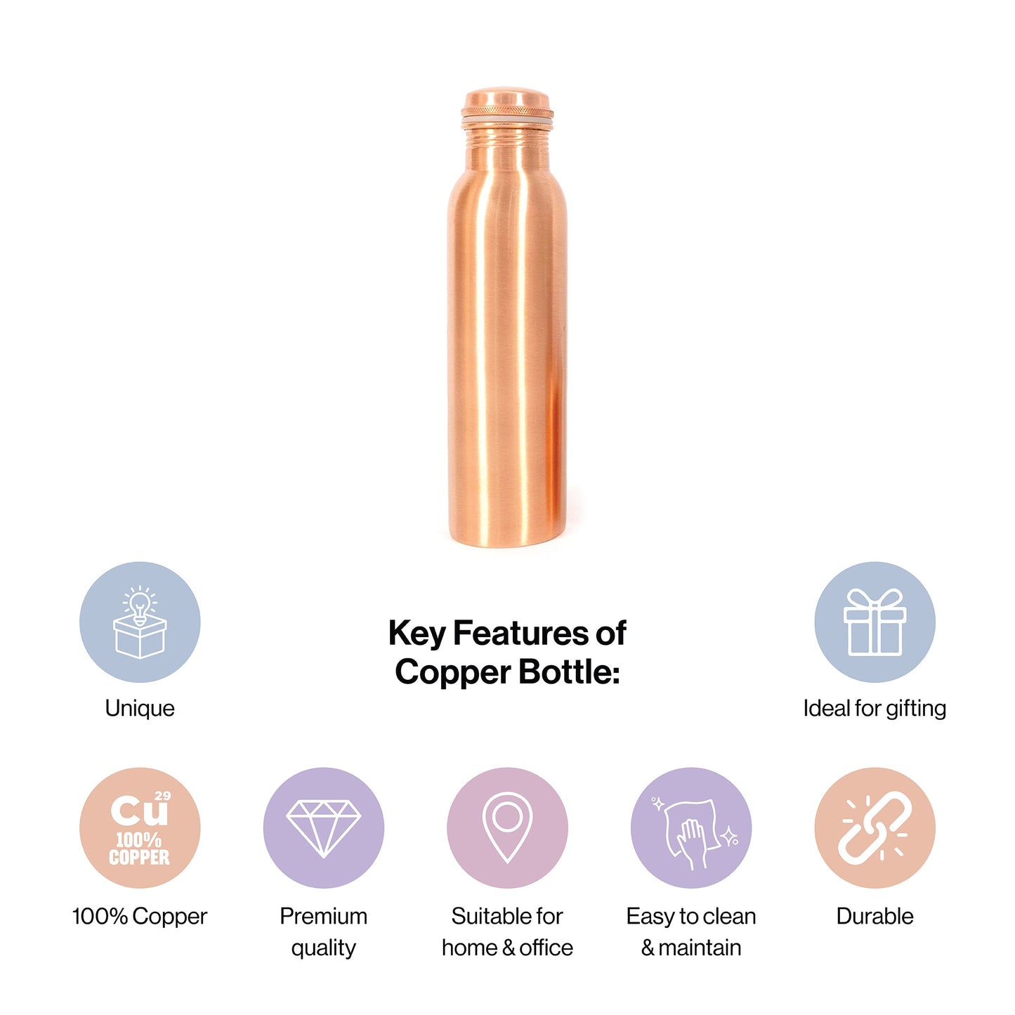 Plain Style Copper Water Bottle for Kitchen Decor