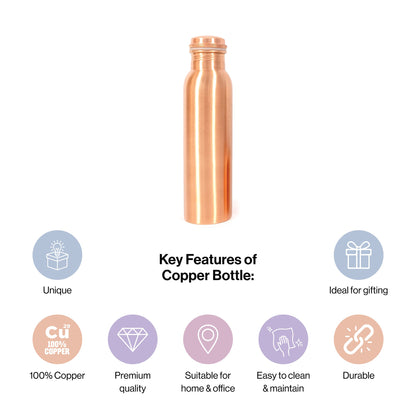 Plain Style Copper Water Bottle for Kitchen Decor