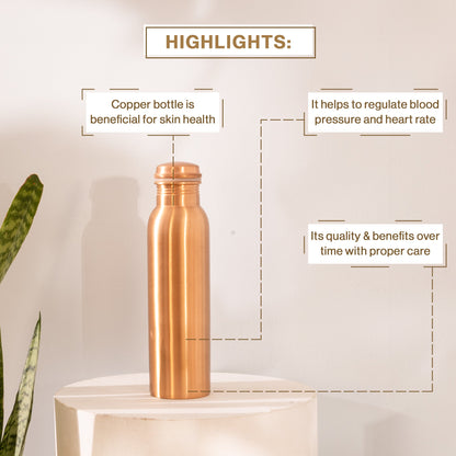 Plain Style Copper Water Bottle for Kitchen Decor