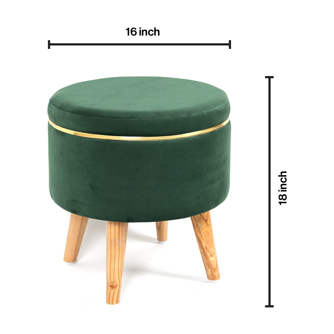Velvet Ottoman Pouffe Stool with Piping