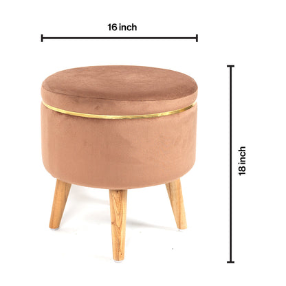 Velvet Ottoman Pouffe Stool with Piping