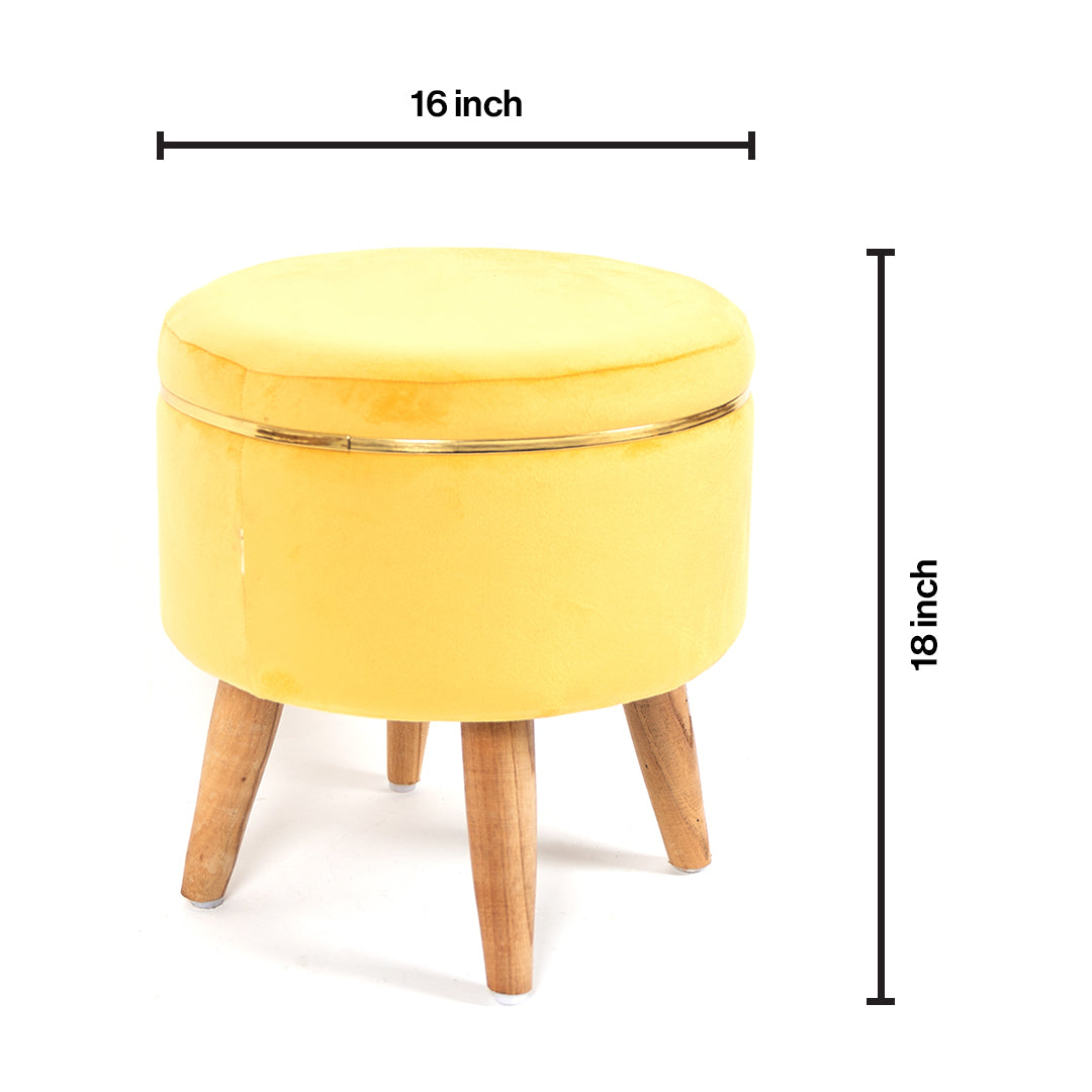 Velvet Ottoman Pouffe Stool with Piping