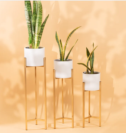 Metal Planters Set of 3 in White Frost