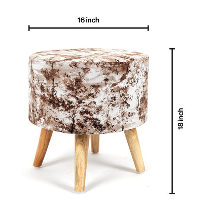 Ottoman Pouffes Print Chair and Stool Combo in Brewed Bean