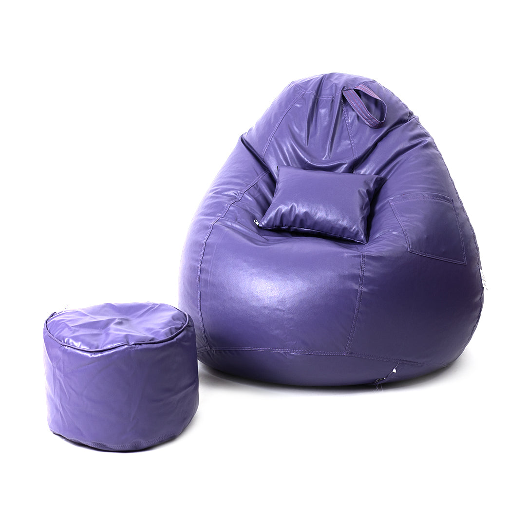 XXXXL Teardrop Filled Bean Bag with Footrest and Cushions