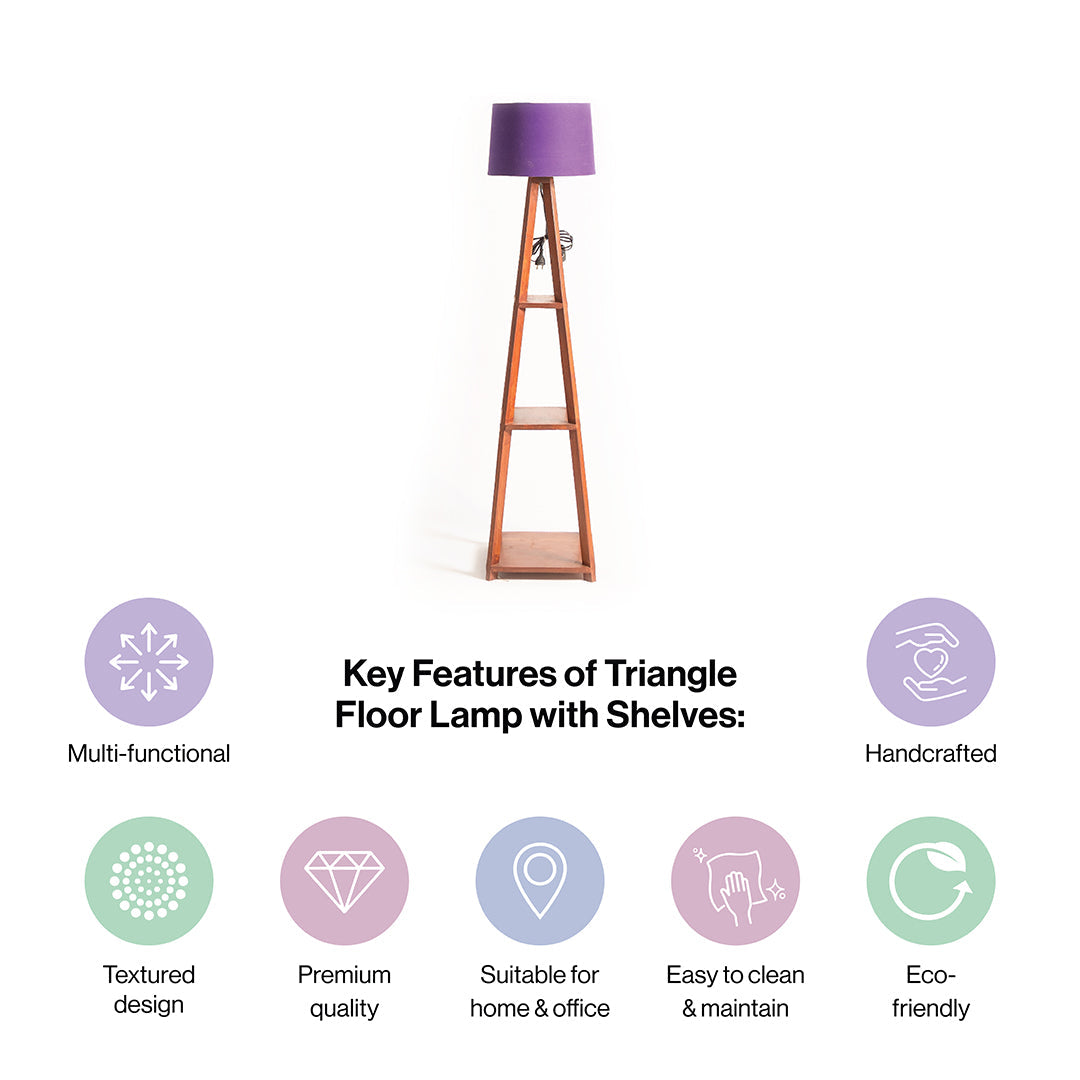 Wooden Floor Lamp With Shelves