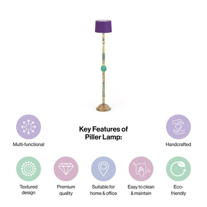 Piller Lamp With Sky Blue Shade