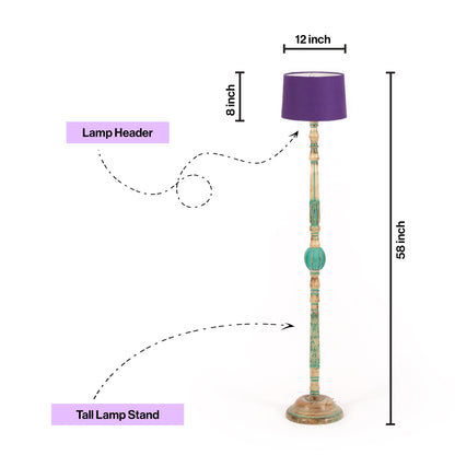 Piller Lamp With Sky Blue Shade