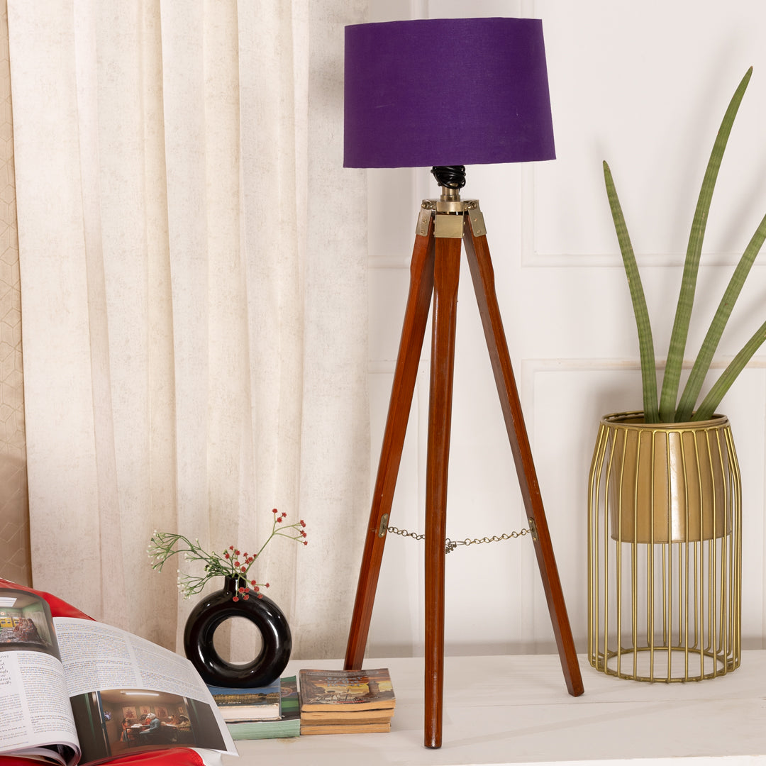 Wooden Crafter Tripod Floor Lamp With Brown Finish