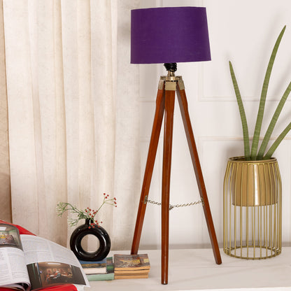 Wooden Crafter Tripod Floor Lamp With Brown Finish