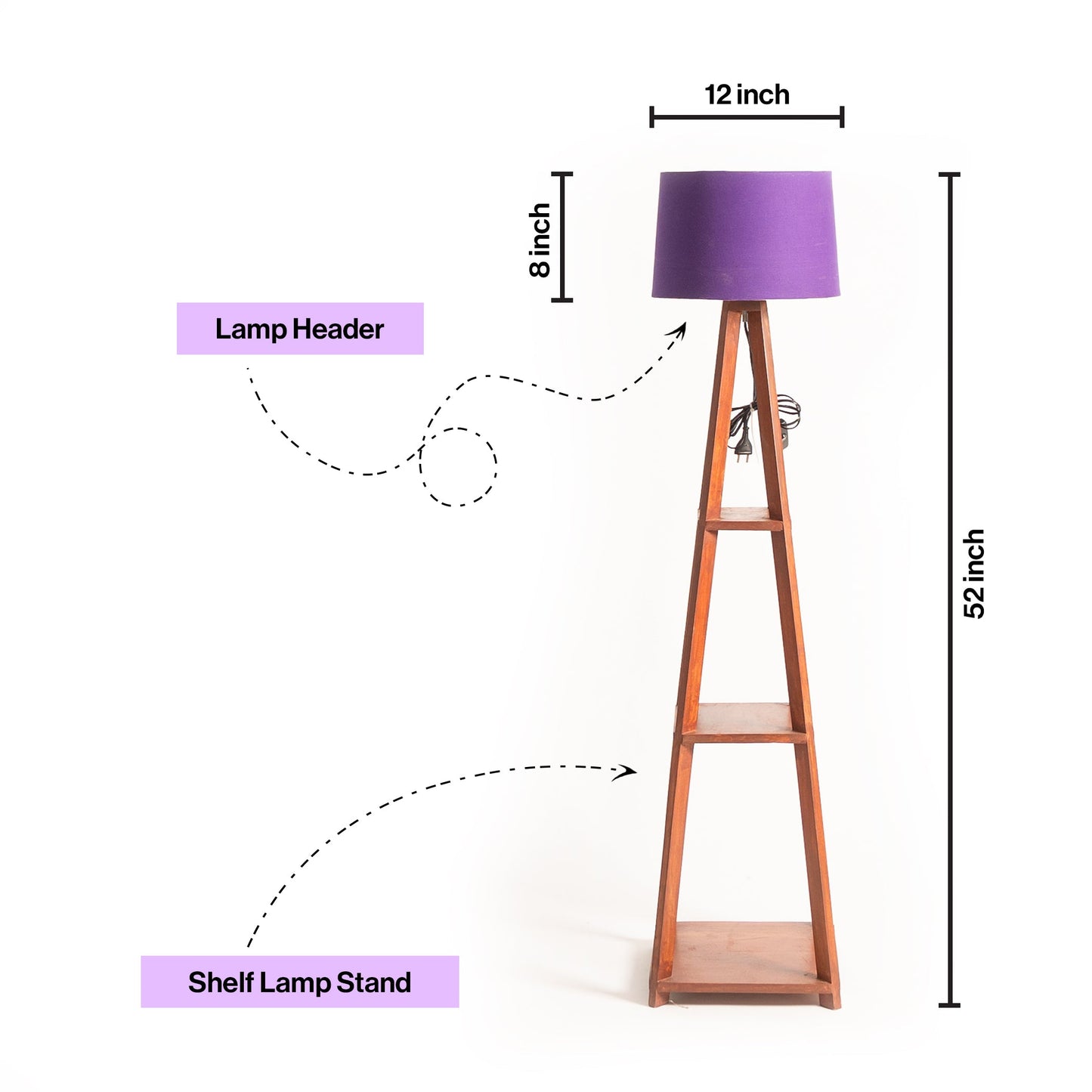 Wooden Floor Lamp With Shelves