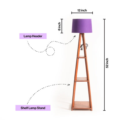 Wooden Floor Lamp With Shelves