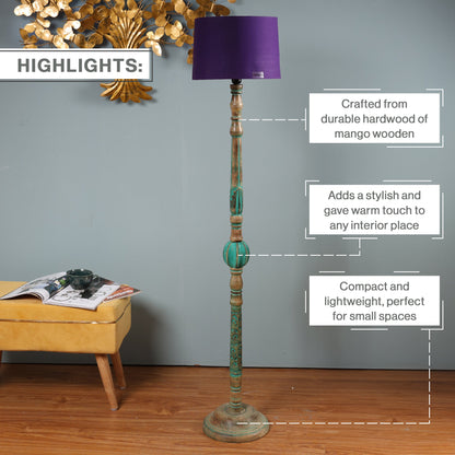 Piller Lamp With Sky Blue Shade