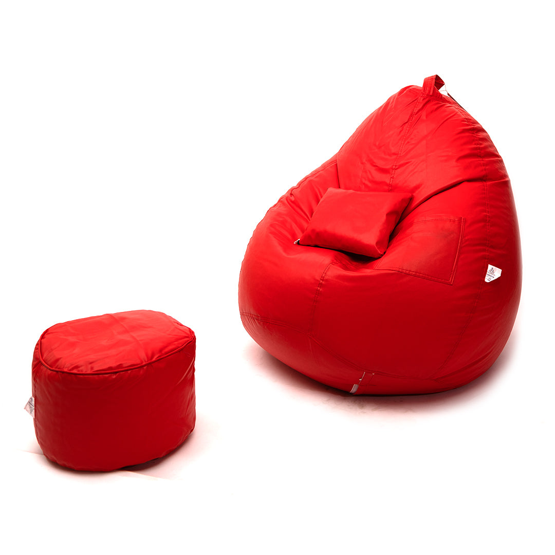XXXXL Teardrop Filled Bean Bag with Footrest and Cushions