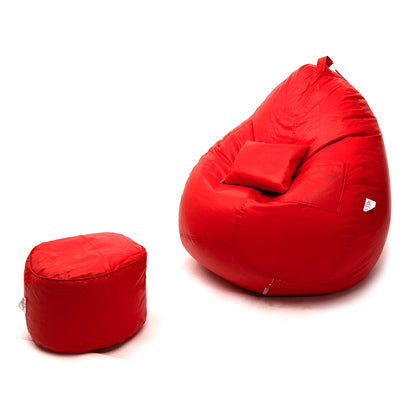 XXXXL Teardrop Filled Bean Bag with Footrest and Cushions
