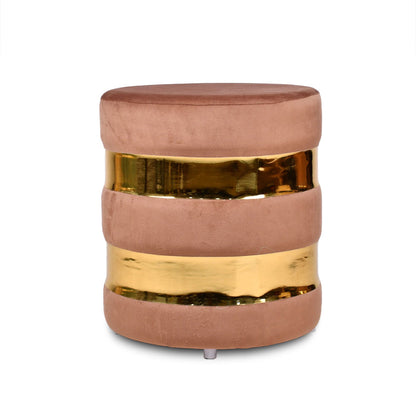 Round Drum Ottoman in Oak Brown