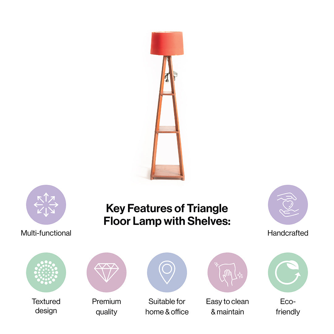 Wooden Floor Lamp With Shelves