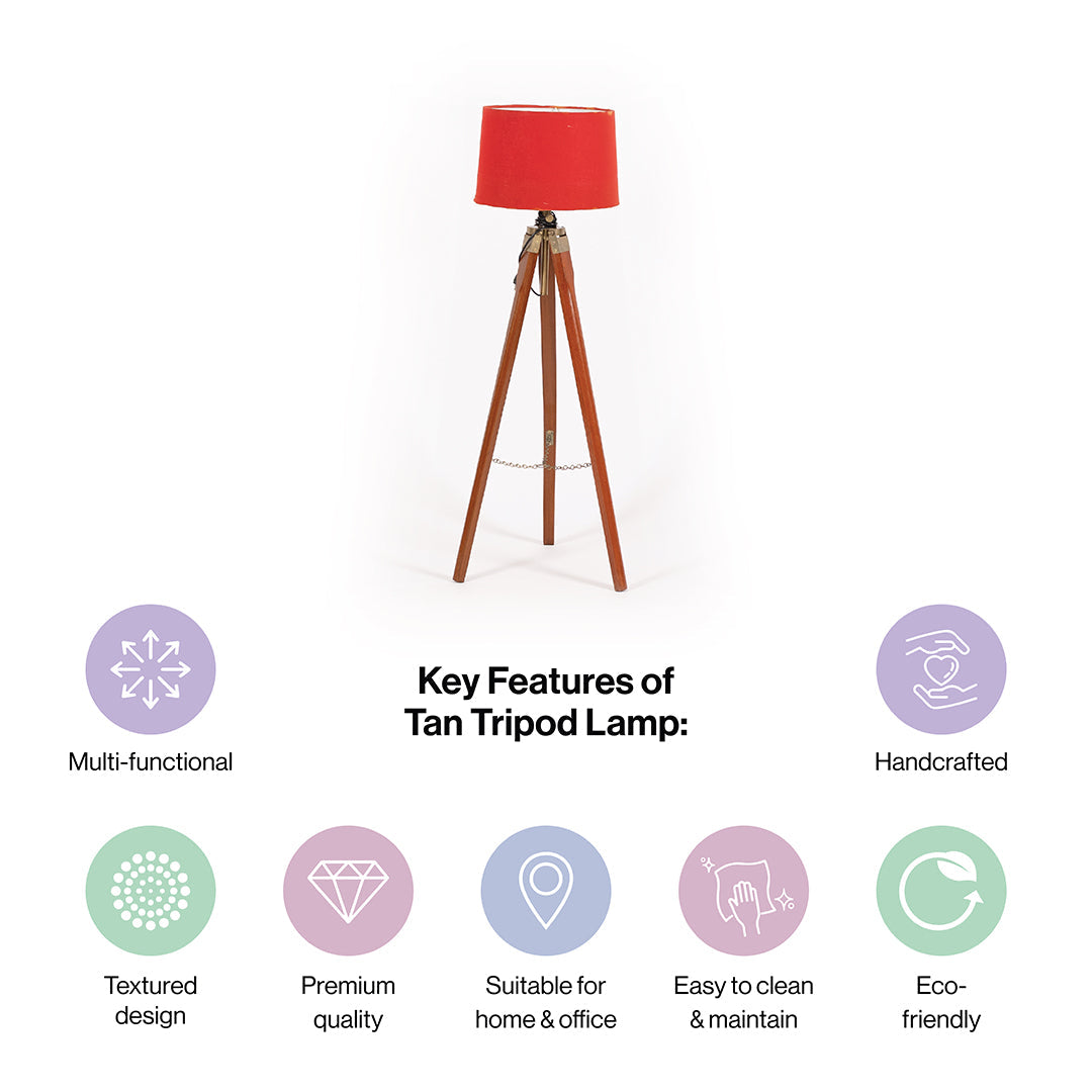 Wooden Crafter Tripod Floor Lamp With Brown Finish