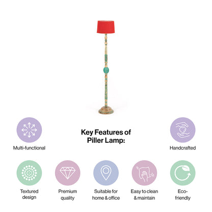 Piller Lamp With Sky Blue Shade