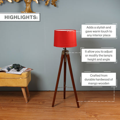 Wooden Crafter Tripod Floor Lamp With Brown Finish