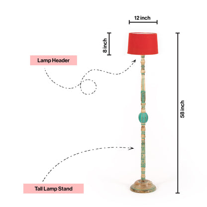 Piller Lamp With Sky Blue Shade