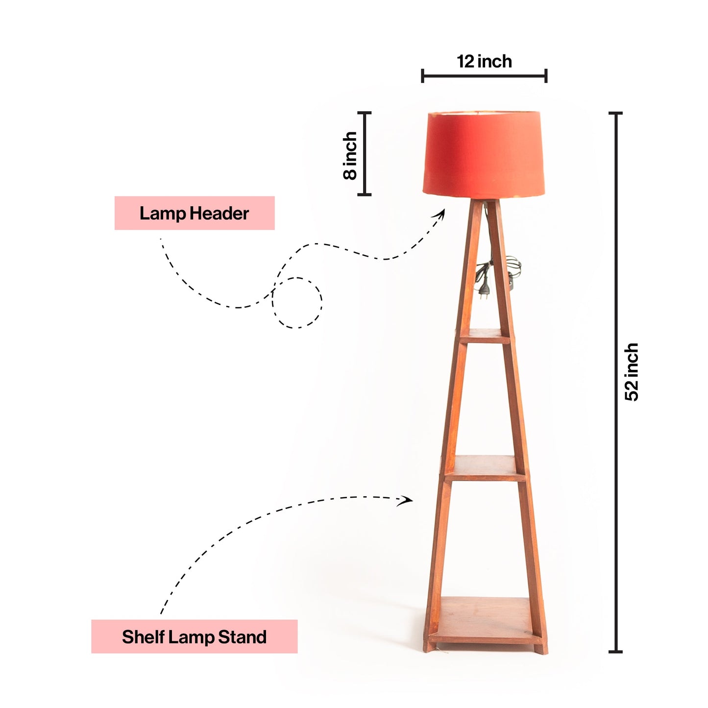 Wooden Floor Lamp With Shelves
