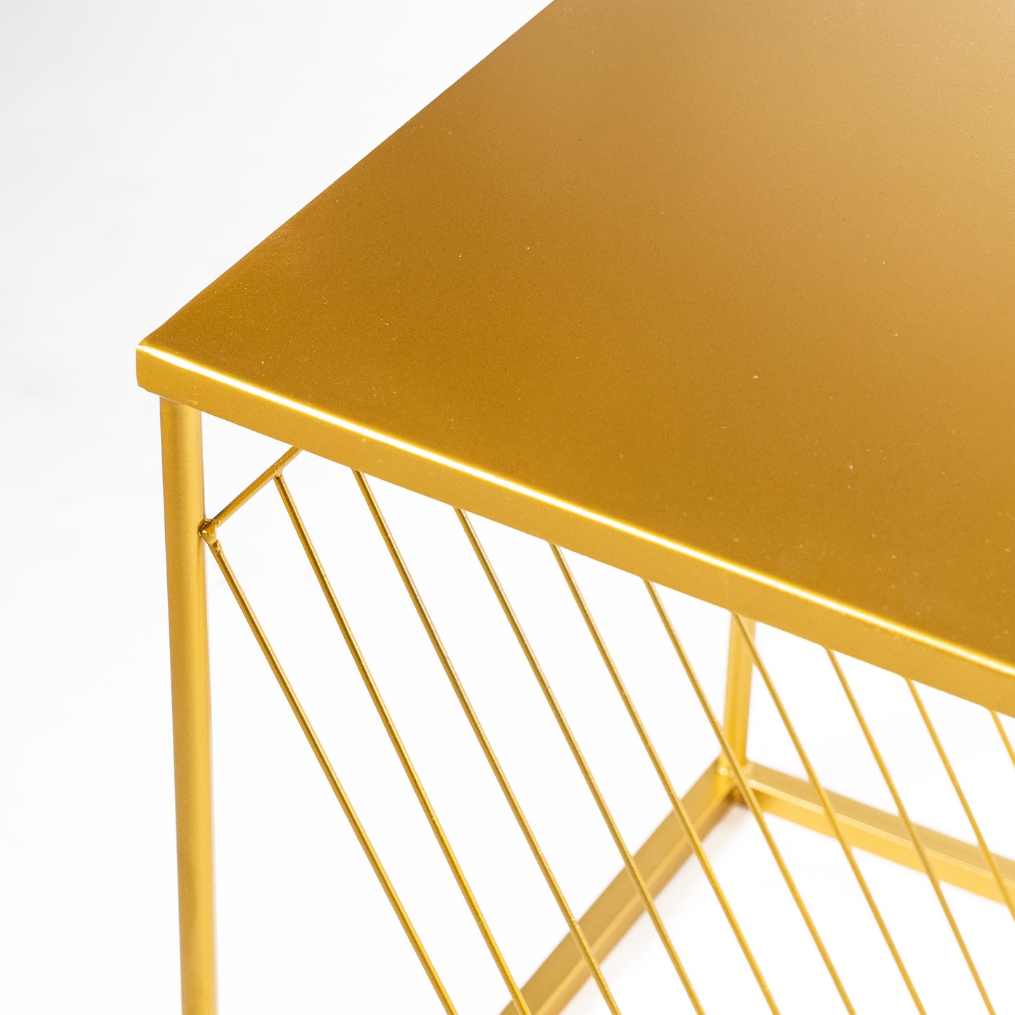 Decorative Metal Side End Table in Golden with Storage