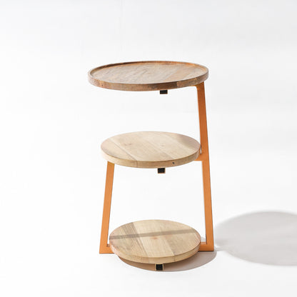 Modern 3-Tiered Mango-Wood Coffee Side End Tables