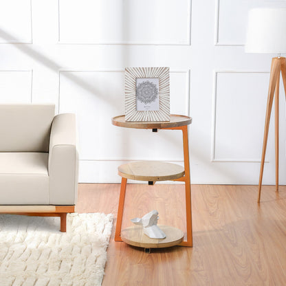 Modern 3-Tiered Mango-Wood Coffee Side End Tables