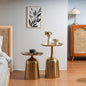 Round Golden Metal Nesting Side End Tables For Living Room-Set of 2
