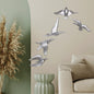 Resin Flying Birds Wall Hanging In Celestial Silver (Set Of 5)