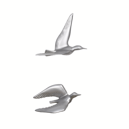 Resin Flying Birds Wall Hanging In Celestial Silver (Set Of 5)