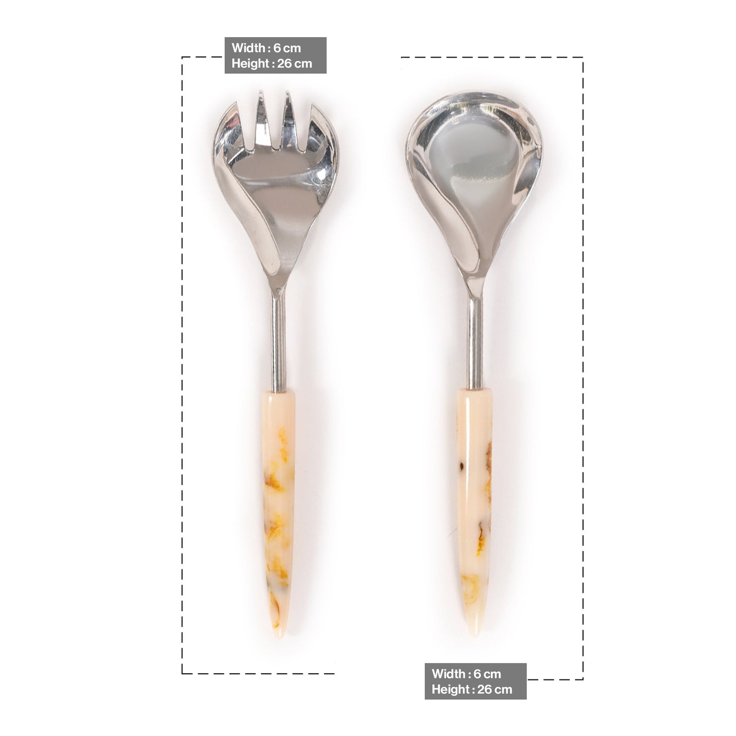 White Resin Handle Stainless Steel Cutlery Set Of 2