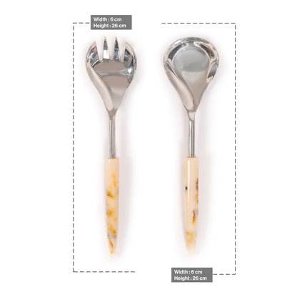 White Resin Handle Stainless Steel Cutlery Set Of 2