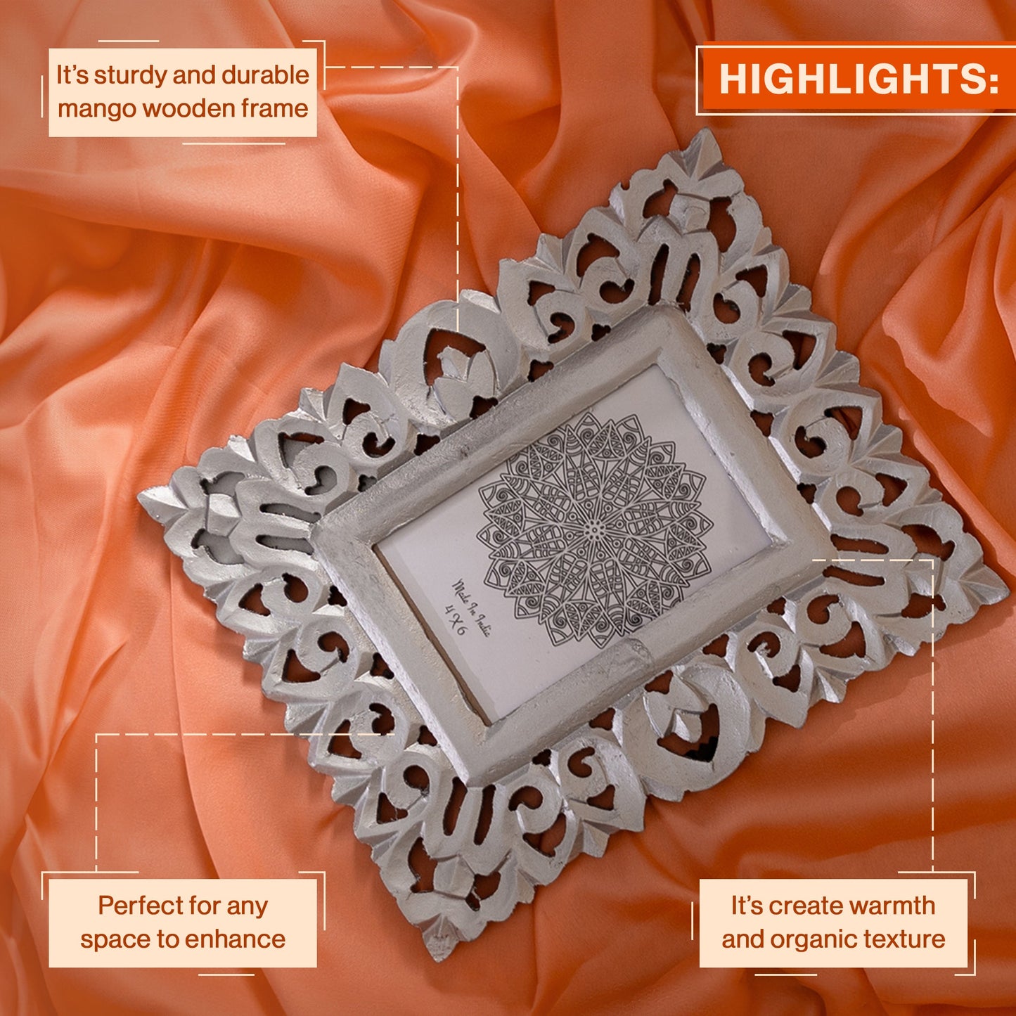 Wooden Hand Carved Photo Frame For wall hanging and tabletops Display