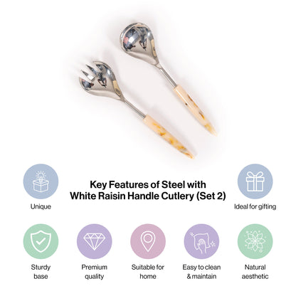 White Resin Handle Stainless Steel Cutlery Set Of 2