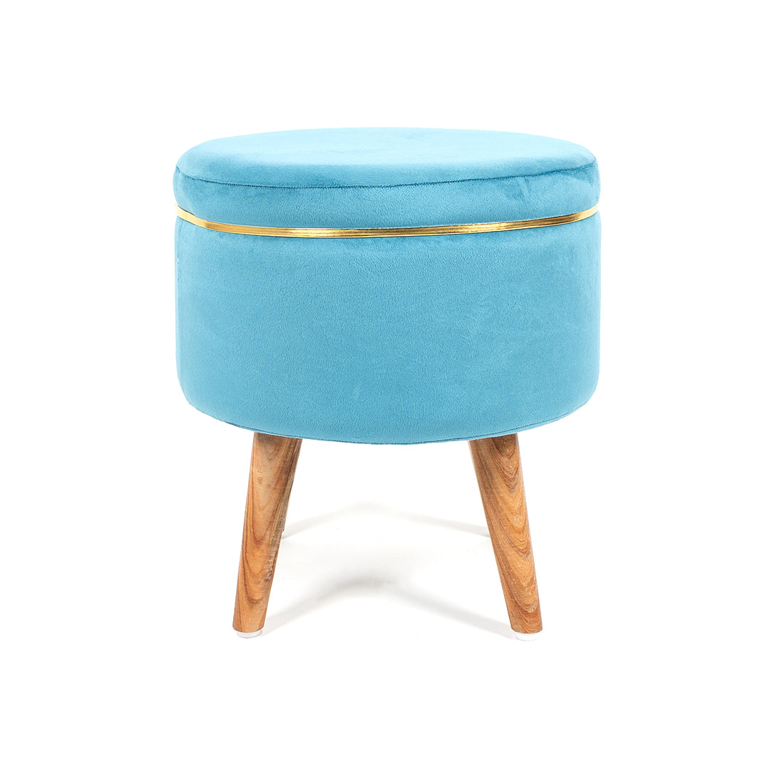 Velvet Ottoman Pouffe Stool with Piping