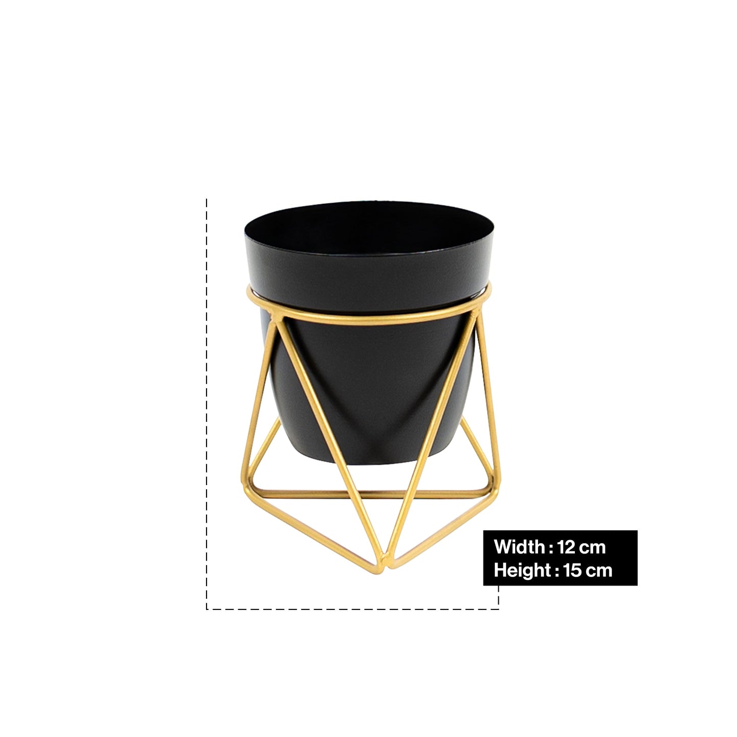 Single Golden Metal Pot Plant Stand In Black Eclipse