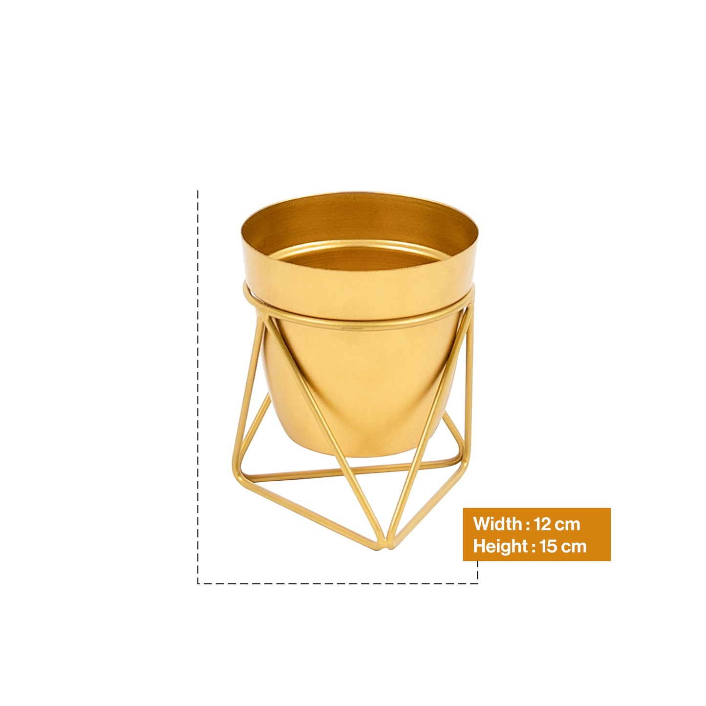 Metal Pots with Single Golden Metal Plant Stand in Sunlit Aura