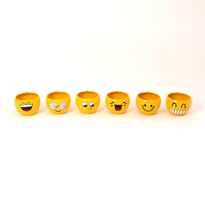 Decorative Smiley Face Emoji Flower Planter Pot (Yellow)