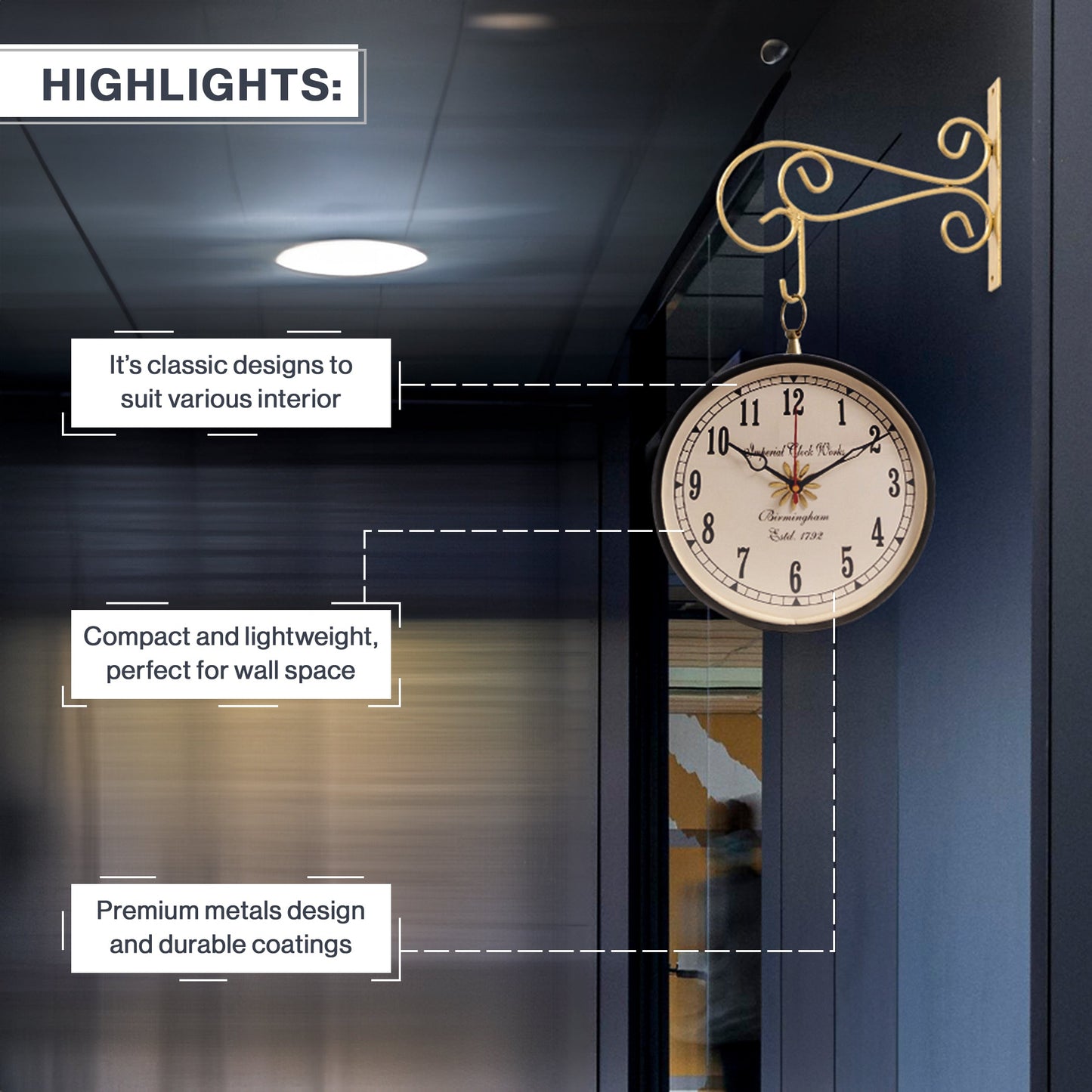 Vintage Traditional Railways Station Clock in home decor